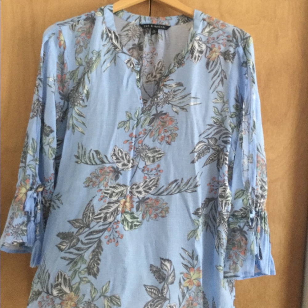 Zac & Rachel Blouse Tunic XL Blue Floral